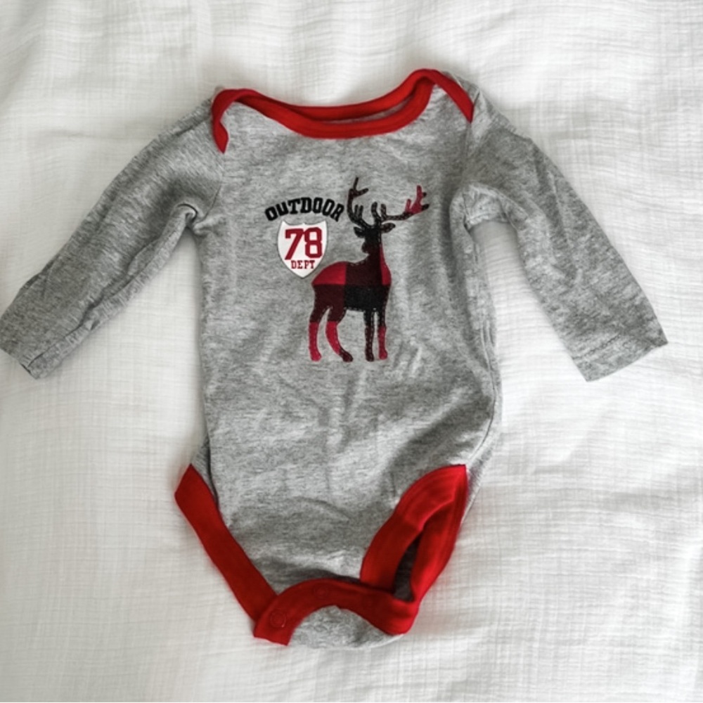 4/$20 Buffalo-Plaid Moose Bodysuit | George | 0-3 Months